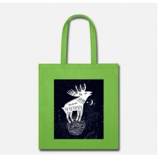 Moon Elk Planet Lime Green Tote Bag